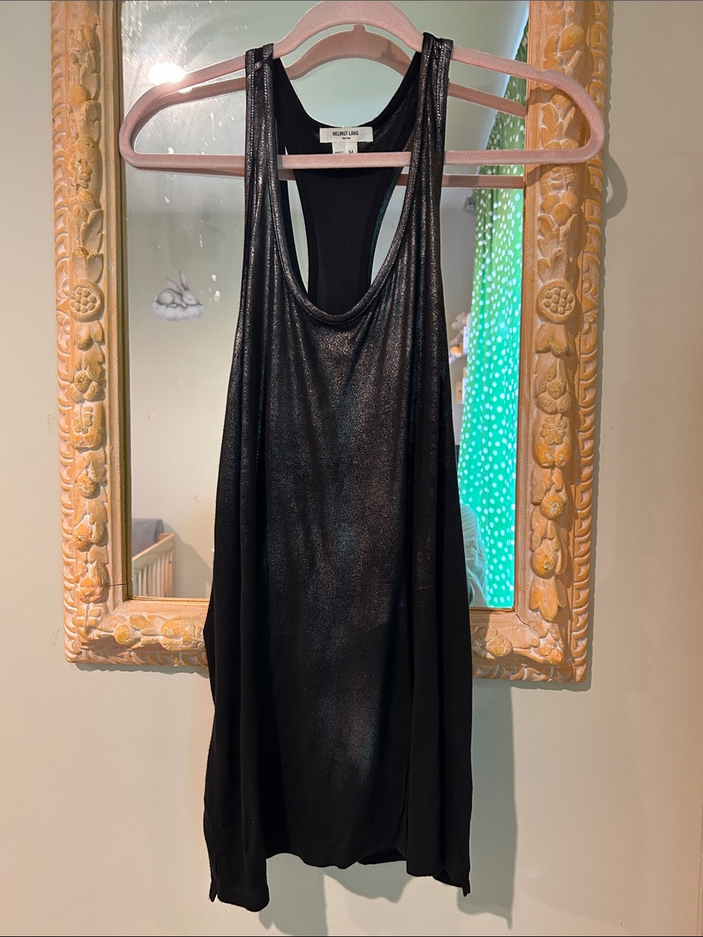 Helmut Lang Shimmery Black Racerback Tank